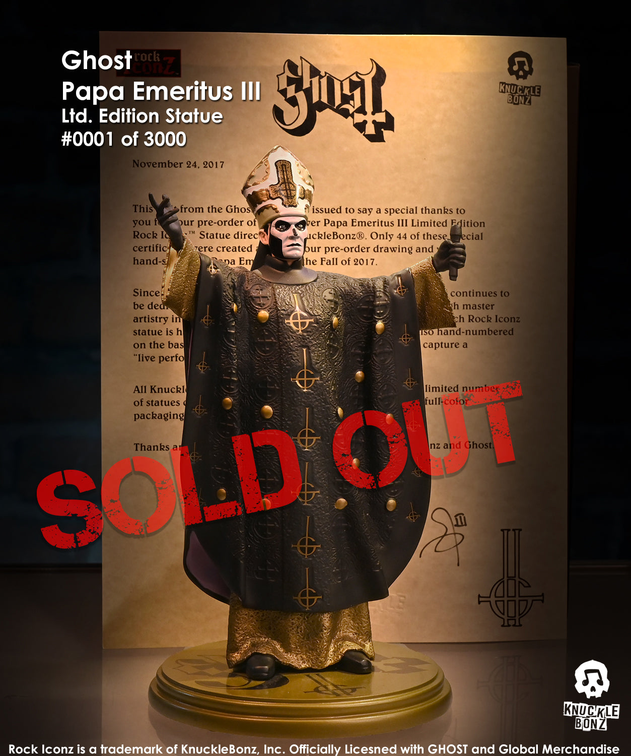 GHOST Papa Emeritus Statue #0001 of 3000 Emerges from The Vault at KnuckleBonz